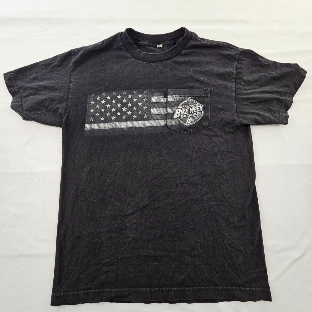 Bikeweek Daytona Beach FL 2017 Black Short Sleeve Cotton Pocket T-Shirt Men's M